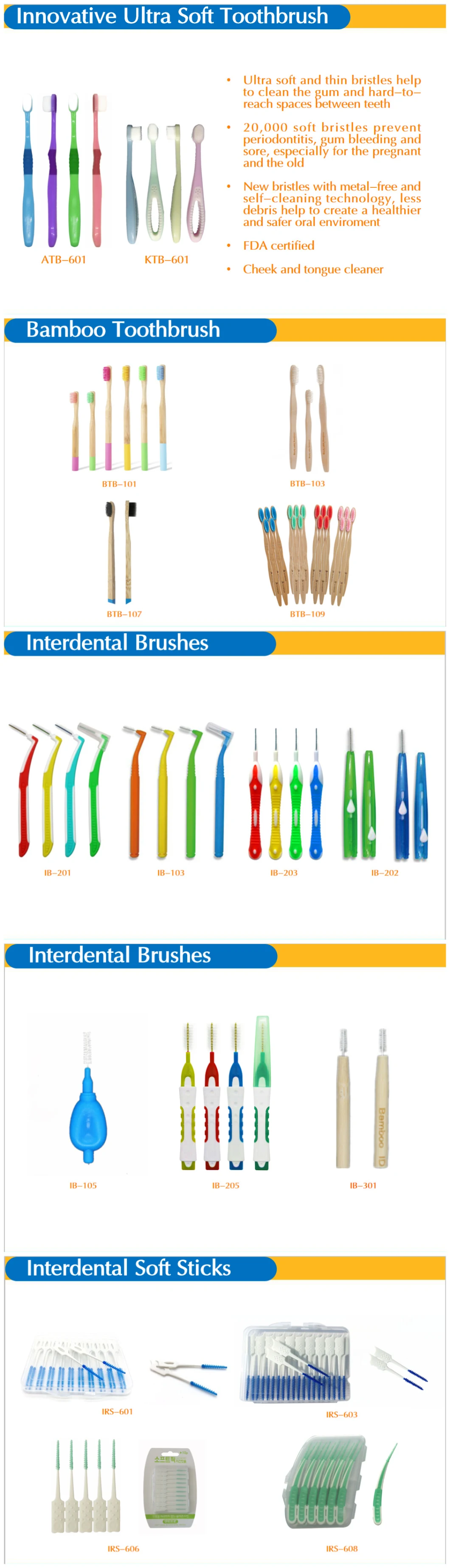 Wire-Free Disposable Soft Interdental Toothbrush