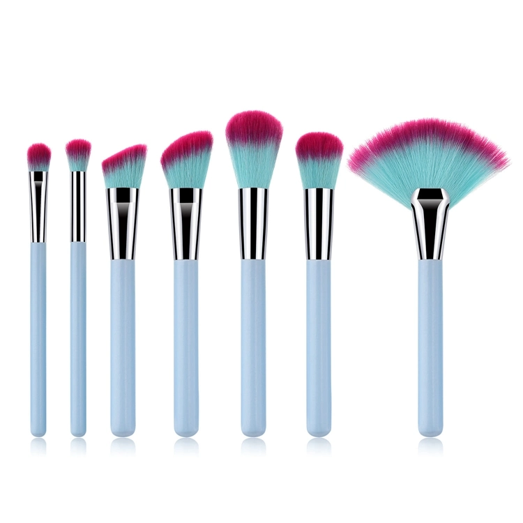 Best Brush 7PCS Makeup Brushes Light Blue Travel Set Synthetic Powder Foundation Eyeliner Cosmetics Brush