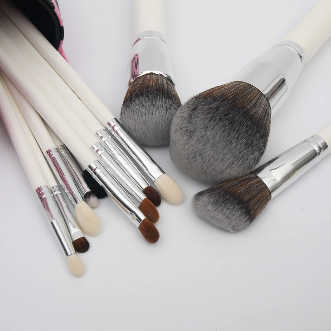 14PCS Cosmetic Brush for Concealer Eyeshadow Eyebrow Highlight Pink