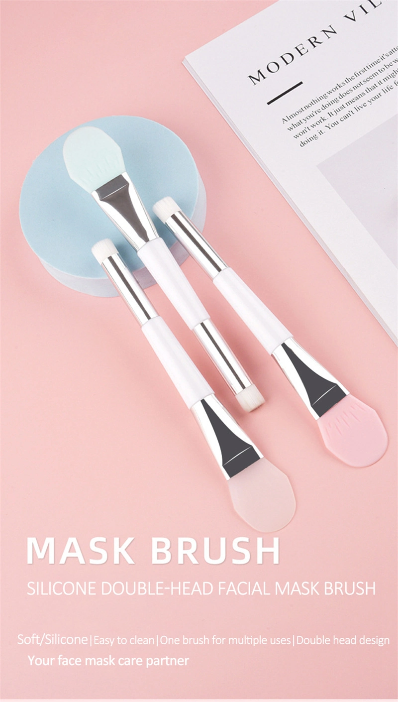 Cosmetic Beauty Tool Double-Ended Silicone Face Mud Mask Brush Applicator for Cream Lotion Moisturizer