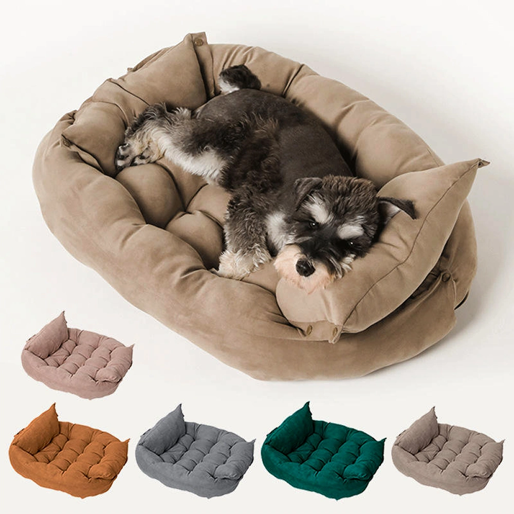 Pet Products Wholesale Pet Bed Cotton Material Dog Bed Foldable Dog Bed Round Fashionable Dog Cat Pet Products