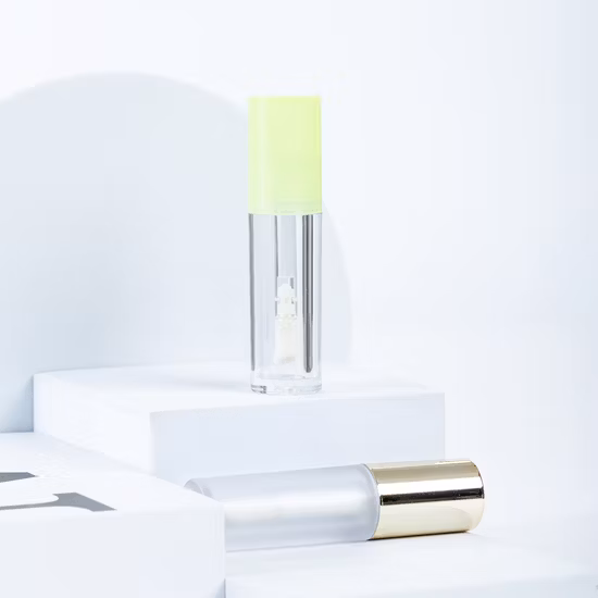 Tubo contenedor de caja de botella de brillo de labios personalizado vacío transparente de 5 ml al por mayor con aplicador de cepillo