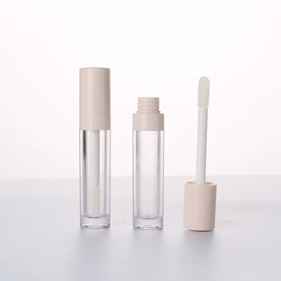 Contenedor de maquillaje de Color rosa personalizado, venta al por mayor, contenedor de brillo de labios, tubos de plástico rosa para brillo de labios estampado en caliente